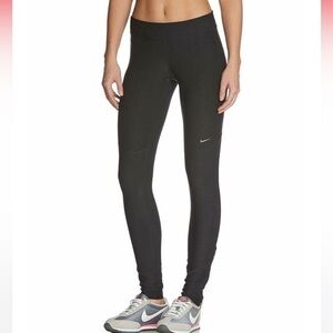 🐠Nike Dri-Fit STAY WARM Running Leggings Tights black zip ankles back zip pocket
